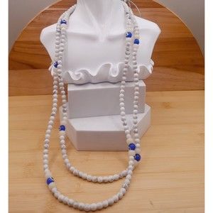 Blue Glass "Evil Eye" Natural Stone White Howlite Beaded Necklace
